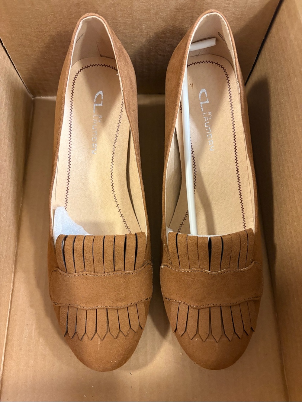 CL BY LAUNDRY Sz 7 Brown Tan Faux Suede Memory Foam  Block Heel Pumps Shoe NEW